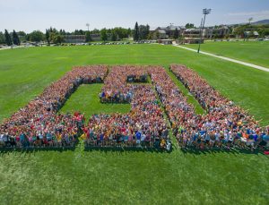 CSU Students spell out CSU on the IM fields